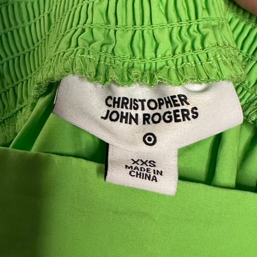 Christopher John Rogers x Target Lime Green Cotton Maxi Dress Tie XXS Pockets - Picture 5 of 11